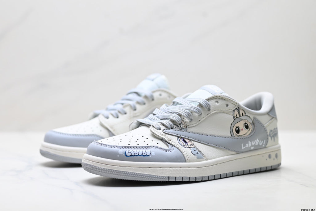 Nike Low-Top Sneakers White Gray Cartoon Unisex Collaboration Edition Style 35