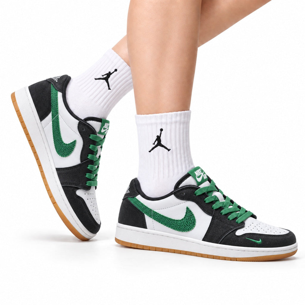 Nike Low-Top Sneakers White Green Black Unisex Collaboration Edition Style 57