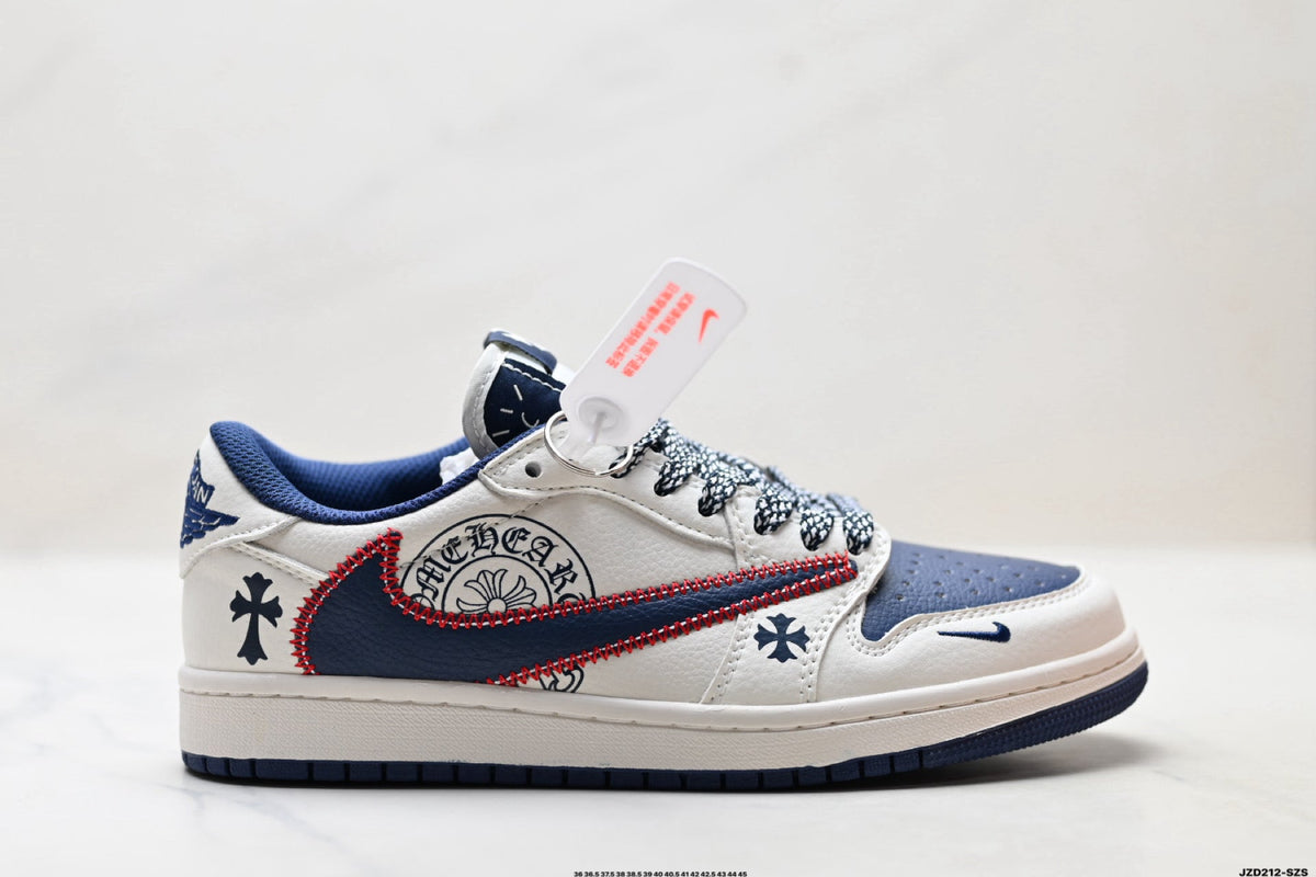 Nike Low-Top Sneakers White Navy Red Graphic Unisex Collaboration Edition Style 27