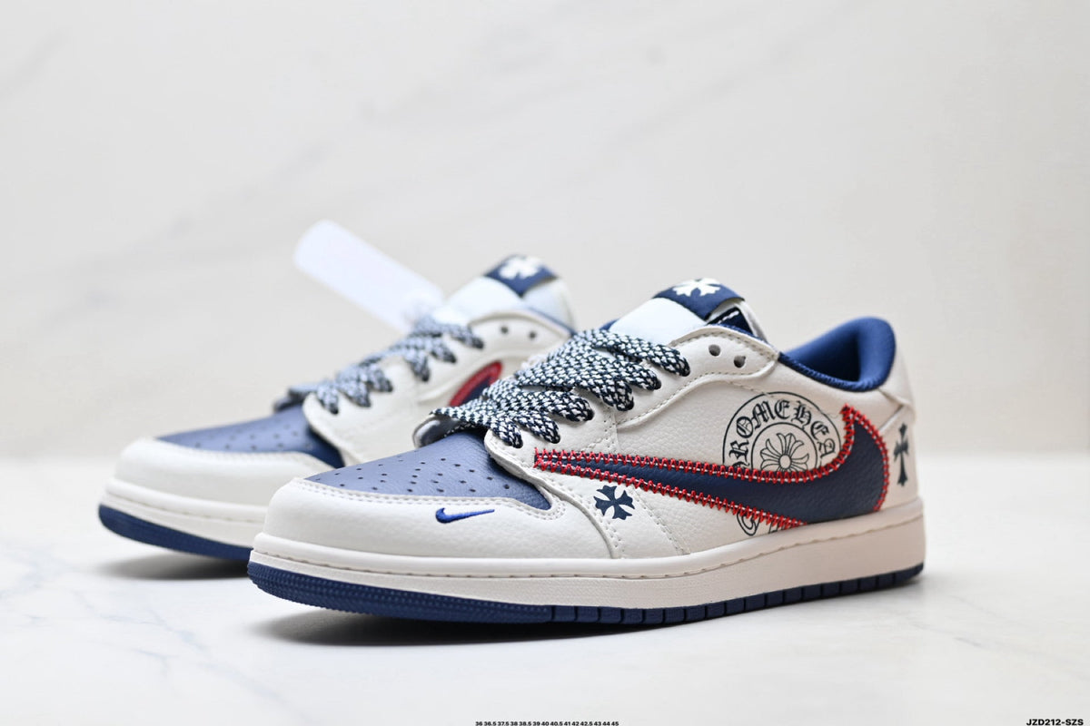 Nike Low-Top Sneakers White Navy Red Graphic Unisex Collaboration Edition Style 27
