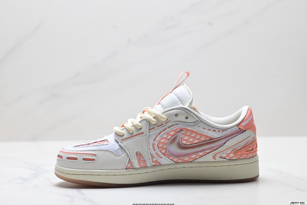 Nike Low-Top Sneakers White Pink Monogram Unisex Collaboration Edition Style 16