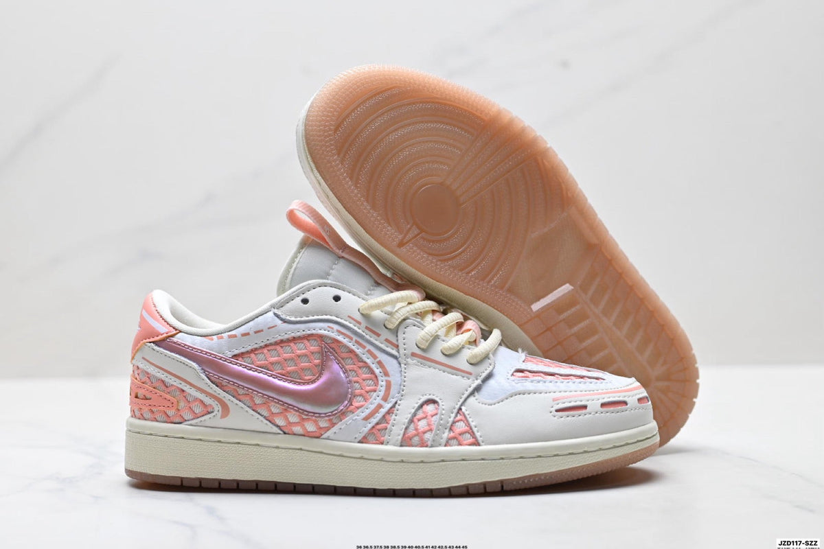 Nike Low-Top Sneakers White Pink Monogram Unisex Collaboration Edition Style 16
