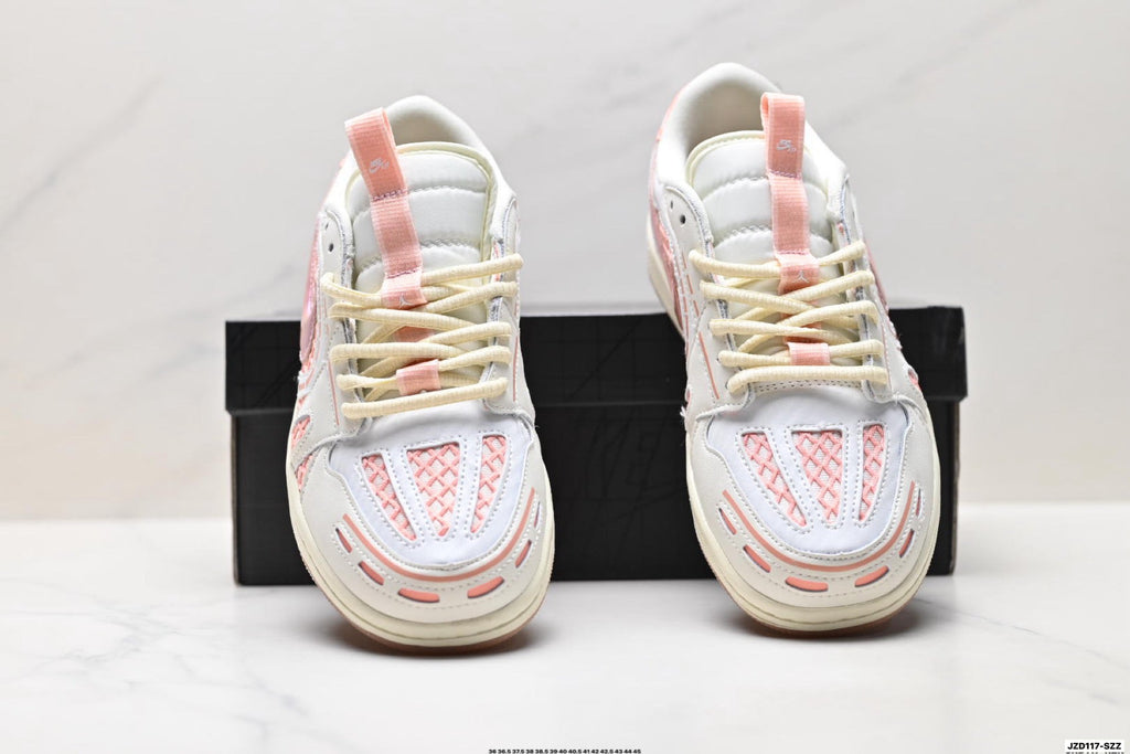 Nike Low-Top Sneakers White Pink Monogram Unisex Collaboration Edition Style 16