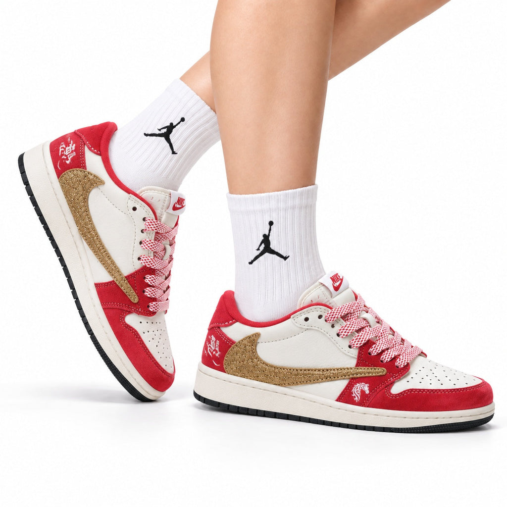 Nike Low-Top Sneakers White Red Unisex Style 25