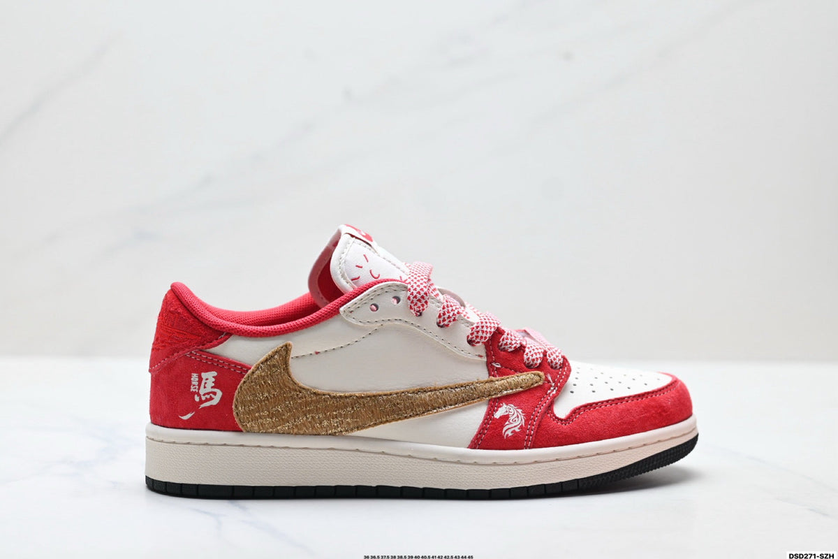 Nike Low-Top Sneakers White Red Unisex Style 25
