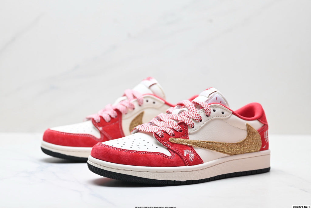 Nike Low-Top Sneakers White Red Unisex Style 25