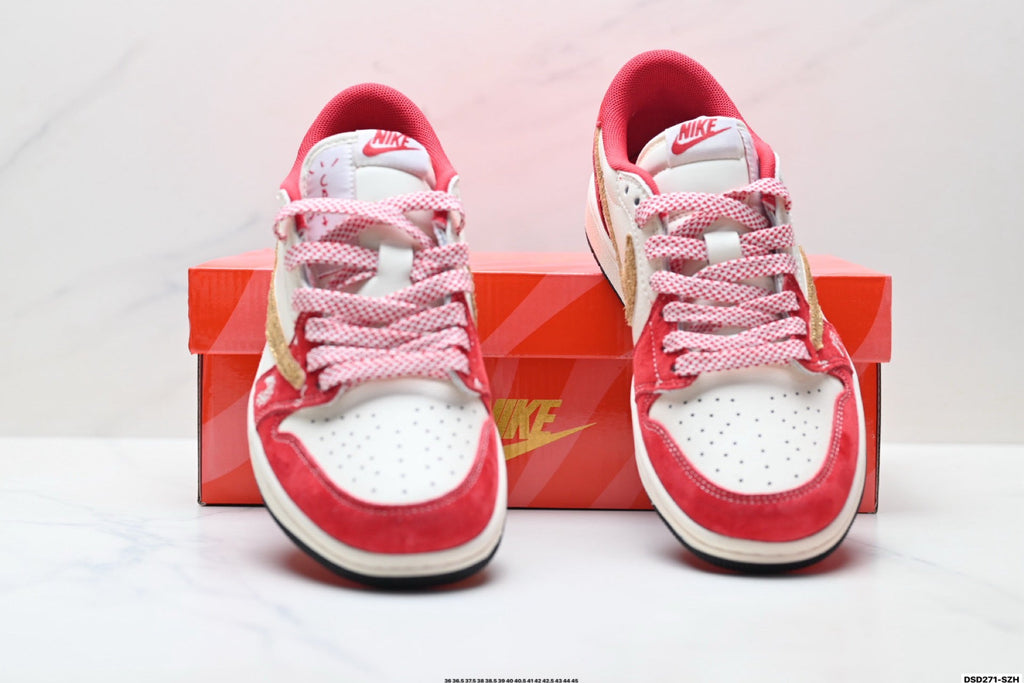 Nike Low-Top Sneakers White Red Unisex Style 25